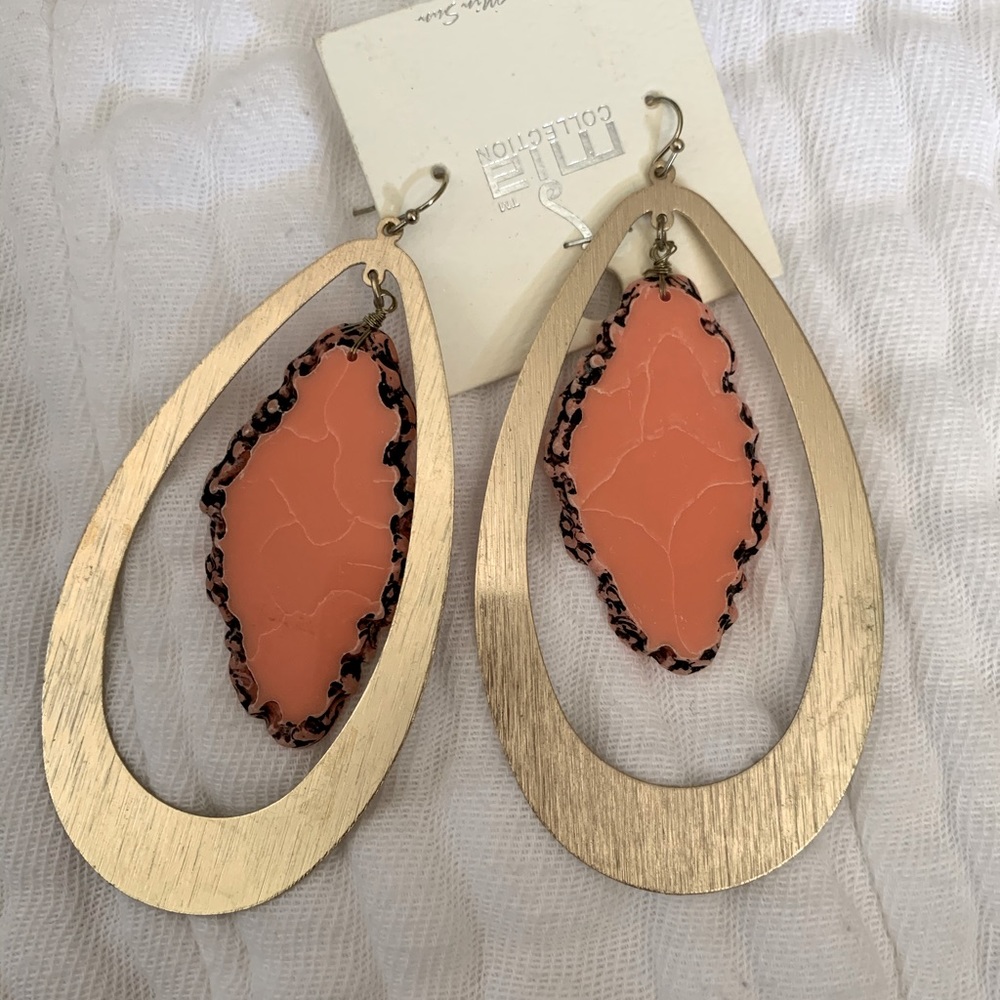 Gold and coral earrings